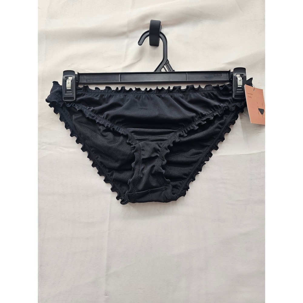 Shade & Shore Womens Cheeky Bikini Bottoms Black Nylon Blend Size M